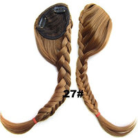 Long Fishtail Braided Clip in/on Braided Rope Hair Chignon Drawstring Hair Extensions Hairpiece 35cm 14 Inch 60g(27#)