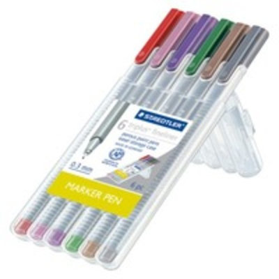 Staedtler 6ct Black Fine tip Felt tip Marker Pen