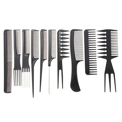 1 Set (10 Pcs/Set) Combs Hairbrush Salon Barber Comb Professional Hair Brushes Anti-static Care Styling Tools Combo Pocket Long Round Handle Holder Stylish Popular Beard Brush Natural Kids Travel Kit