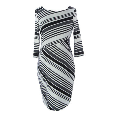 JULES & JIM Maternity Women's Striped Sweater Dress Medium Black/White/Grey