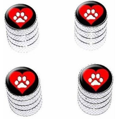 Graphics And More Paw Print Heart Dog Cat Love Tire Rim Wheel Aluminum Valve Stem Caps, Multiple Colors