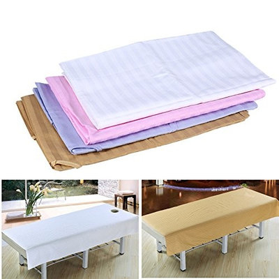 Soft Cotton Stripe Beauty Salon Sheet SPA Treatment Bed Cover With Face Breath Hole(120200-Blue)