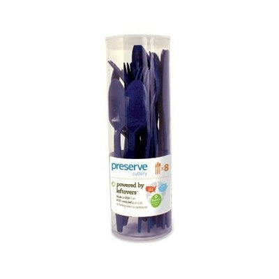 Preserve On-The-Go 24-Piece Cutlery Set, Midnight Blue, (Pack of 12)
