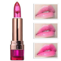 Lipstick Jelly Transparent Flower, Molie Color Change Temperature Change Lip Balm Stick Moisturizing Durable Non-Fade Lip Gloss