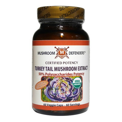Turkey Tail 50% Polysaccharide Potency Organic Mushroom Defenders 60 Caps
