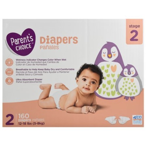 Branded Parent's Choice Diapers, Size 2, 160 Diapers Branded