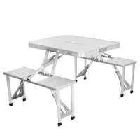 Appletree Outdoor Portable Folding Aluminum Picnic Table with 4 Seats Camping Garden