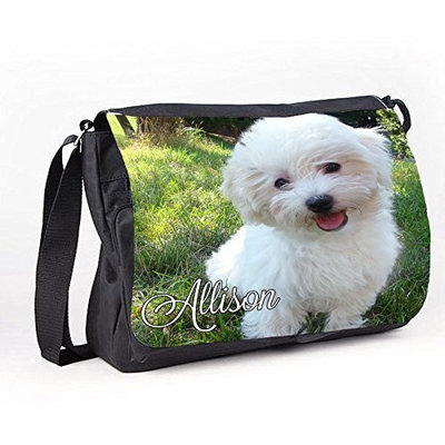Personalised Reporter / Messenger / School / Bag Bichon Puppy Dog Design By Inspired Creative Design