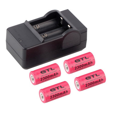 2040 Hot OUTAD 4 x 2300mAh 16340 Rechargeable Li-ion Battery For Flashlight+Battery Charger Hot Selling