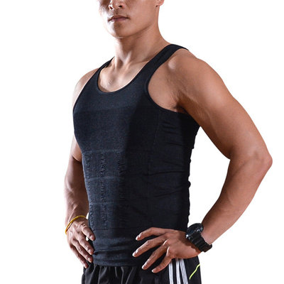 Image Men Compression Shirt Slimming Body Shaper Vest Shapewear Undershirt Size M