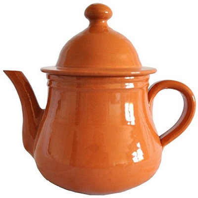 Raphael Rozen Tea Pot - Clay, for Boiling Tea the Good Old Fashion Way. Hand Made, 16 Oz, 2 Cups