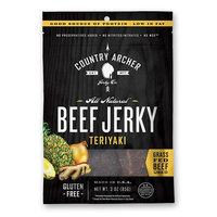 Country Archer 100% Grass-Fed Gluten Free Beef Jerky, Teriyaki, 3 Ounce (Pack of 3)