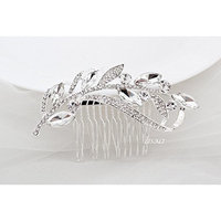 LISALI Bridal Clip Bridal Comb Crystal Hair Comb Wedding Accessory Crystal Leaves Headpiece