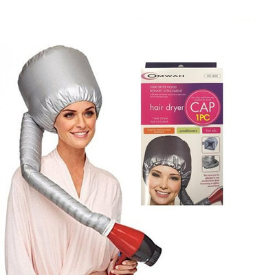 Portable Hair Blow Dryer Cap Treatment Hood Soft Bonnet Attachment