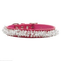 Mirage Pet Products 35-01 MDPK Faux Croc Beaded Collar Pink Medium