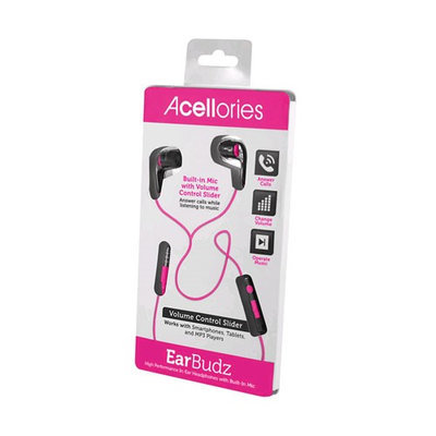 Acellories Premium 3.5mm Super Bass In-Ear Earbud Headphones Hands-free With Microphone - Pink