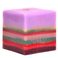 Usc 3 Pcs of Colored Layer Square Candles 5 Inch 4.75 in. diameterx4.75 in. tall (Pack of 3)