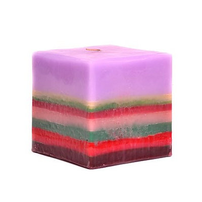 Usc 3 Pcs of Colored Layer Square Candles 5 Inch 4.75 in. diameterx4.75 in. tall (Pack of 3)