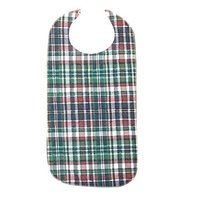 Adult Bib With Waterproof Vinyl Backing Washable 17x34 Green Plaid (Snap Closure) Made in USA … (2)