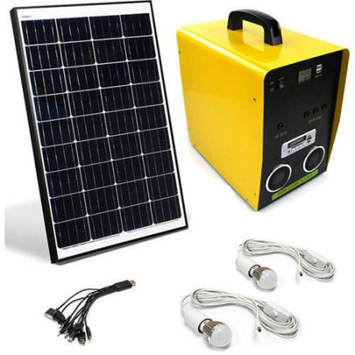 ALEKO BCH03K50AH Solar Outdoor Generator, 12V 50W, 50AH with LED Lights, 100W 12V Monocrystalline Solar Panel, Audio Player, Speakers and Multi-function Charger