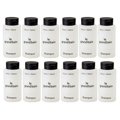 LOT: 12 le Grand Bain Citron + Vetiver Travel Size Shampoo Bottles - 1 oz (30mL)
