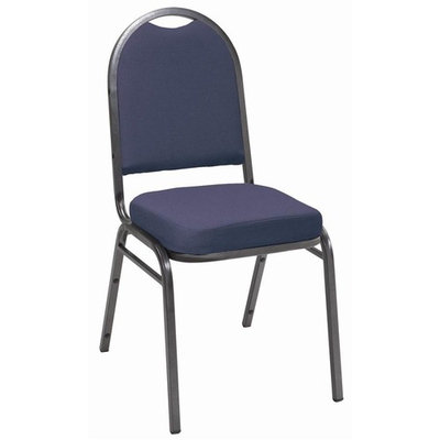 2 in. Thick Upholstered Seat Stacking Chair - Set of 2 (Black-Vinyl Burgundy)