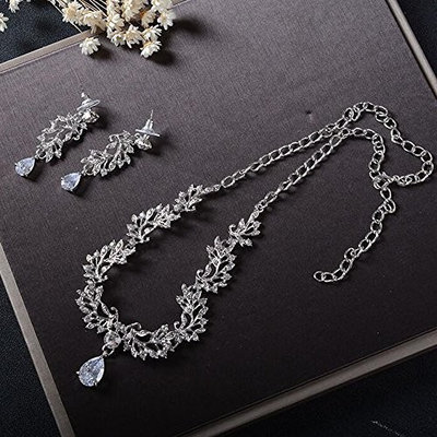 Missgrace Women Wedding Rhinestone Crystal Choker Necklace Earrings Jewelry Sets