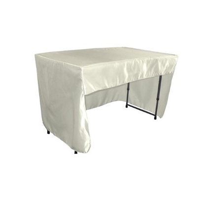 LA Linen TCbridal-OB-fit-48x30x30-IvoryB25 Open Back Fitted Bridal Satin Classroom Tablecloth Ivory - 48 x 30 x 30 in.