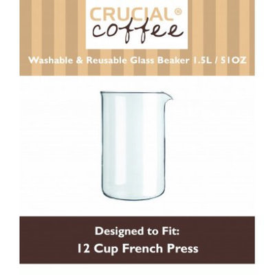 Crucial Coffee 12 Cup Universal French Press Glass Beaker Fits Bodum & All Brands