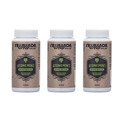 Fromonda Atone Mint Talc Free Body Powder With Cooling Menthol - Natural Dry Deodorant With Spearmint & Tea Tree Oil Essential Oils – 1.4 OZ Pack of 3