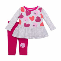 born Baby Girl Long Sleeve Peplum Top & Legging 2pc Outfit Set