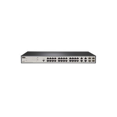 Monoprice 24-Port 10/100 Mbps + 4 Combo Gigabit Ports SNMP PoE Switch 400W