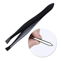 CoulorButtons 5Pc Black Stainless Steel Eyebrow Tweezer Slant Tip Hair Removal Clip Face Makeup Tool