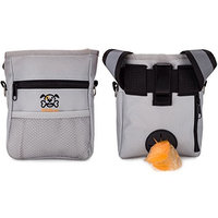 Dog Treat Training Pouch Bag, Carry Treats Toys, Poop Bag Dispenser, 1 Roll Poop Bags, Reflective Lining Stitching, Adjustable Waist Belt, Over the Shoulder Strap, Metal Belt Clip, Zippered Pockets