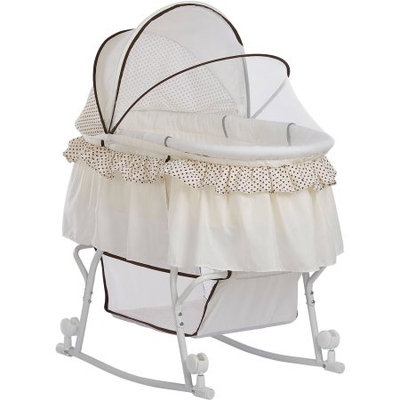 Dream On Me Lacy Portable 2 in 1 Bassinet and Cradle, Green and White