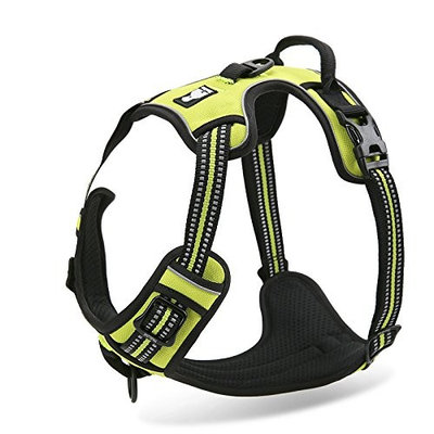 Chai's Choice Best Outdoor Adventure Dog Harness. 3M Reflective Vest Two Leash Attachments. Caution - Please Measure Dog Before Ordering! Matching Leash Collar Available
