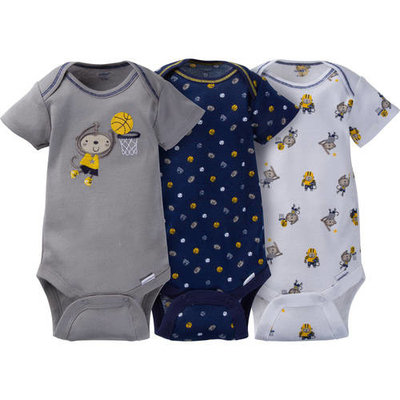 born Baby Boy Assorted Short Sleeve Onesies Bodysuits, 3-Pack