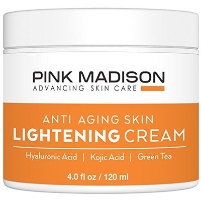 Pink Madison Whitening Cream. Anti Aging Skin Lightening Cream - Hyaluronic Acid, Kojic Acid, Green Tea. Best Night Day Moisturizing Cream. 4 Oz