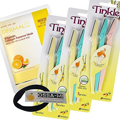 OSSAMI TD Set - Tinkle Eyebrow Razor 3ea & Dermal Essence Face Mask 1ea