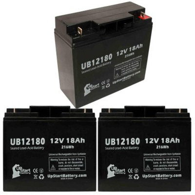 3x Pack - TEMPEST TR22-12 Battery Replacement - UB12180 Universal Sealed Lead Acid Battery (12V, 18Ah, 18000mAh, T4 Terminal, AGM, SLA)