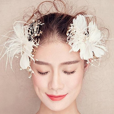 Missgrace Feather Hair Clip Pin Bridal Wedding Dance Party Hair Accessory Women Hair Jewelry