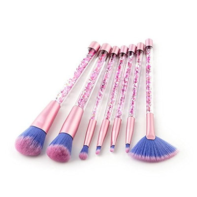 7 Pcs Rhinestone Glitter Diamond Mermaid Crystal Makeup Brush Set Concealer Make Up Tool Professional Natural Beauty Eyeshadow Alluring Popular Eyes Face Colorful Rainbow Hair Highlights Kids Kit