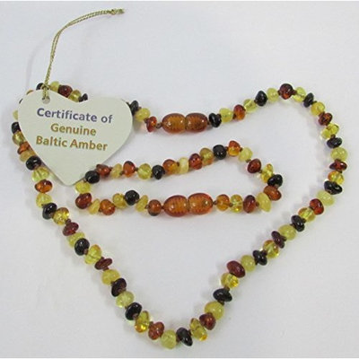 Baltic Amber Baby Teething Child Bracelet and Necklace Set Polished Rounded Beads Baroque Multicolour Beads
