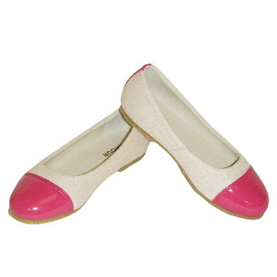 Ivory Dark Pink Patent Toe Flat Toddler Little Girls Dress Shoes 7T-4