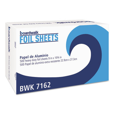 Boardwalk Pop-Up Aluminum Foil Wrap Sheets, 9 x 10 3/4, Silver, 500/Box, 6 Boxes/Carton (7162BW)