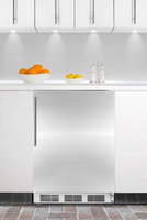 Summit CT66JBISSHV: Built-in undercounter refrigerator-freezer with white cabinet, stainless steel door, and