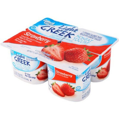 Great Value Light Greek Yogurt, Strawberry, 21.2 oz, 4 Count