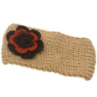 Gold Medal Girls Beige Two Tone Flower Embellished Ear Warmer Knitted Headband