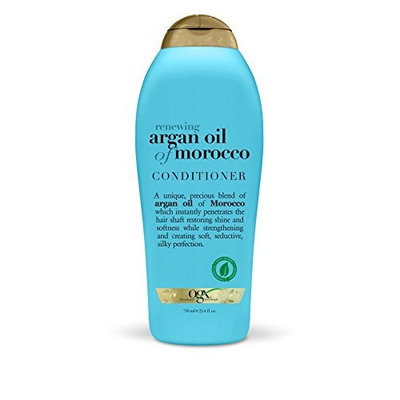 OGX Salon Size Renewing Argan Oil of Morocco Conditioner 25.4 OZ (Pack of 2) + (Vitaminder Power Shaker Bottle, 20 oz Bottle)