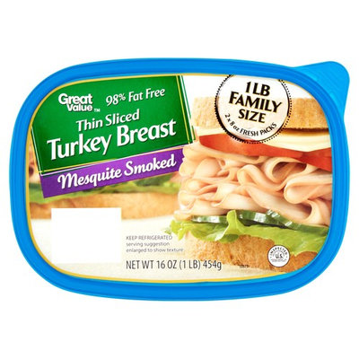 Great Value Thin Sliced Mesquite Smoked Turkey Breast, 8 oz, 2 count